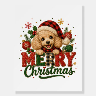 Cute Poodle Merry Christmas Foam Board