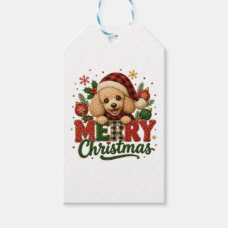 Cute Poodle Merry Christmas Gift Tags