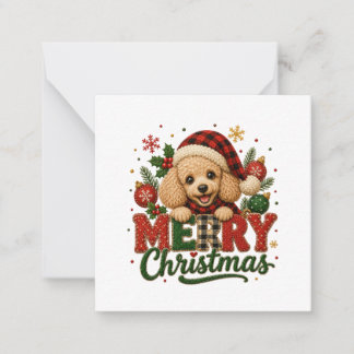Cute Poodle Merry Christmas Note Card