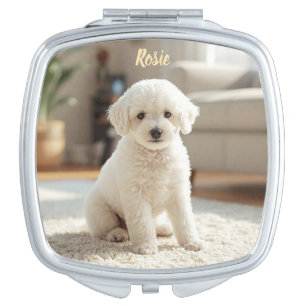 Cute Poodle Personalized Compact Mirror
