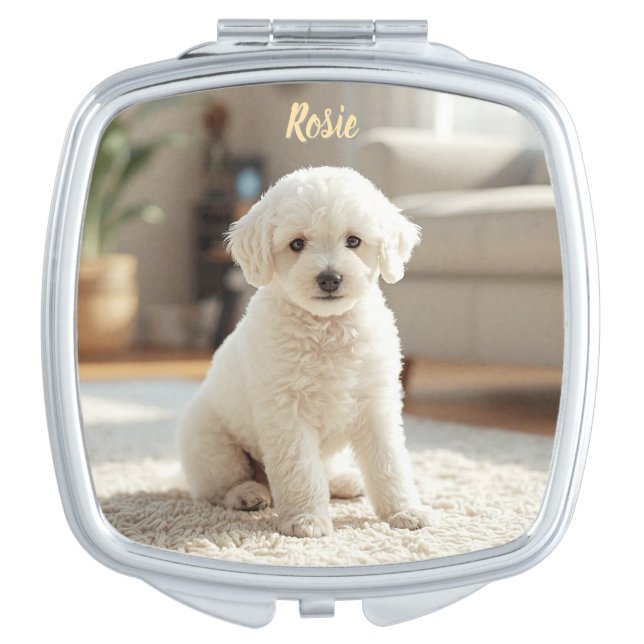Cute Poodle Personalized Compact Mirror (Front)