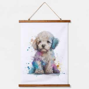 Cute Poodle Puppy Watercolor Art Hanging Tapestry