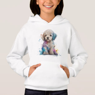 Cute Poodle Puppy Watercolor Art Hoodie