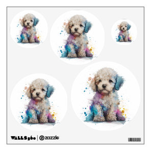 Cute Poodle Puppy Watercolor Art Wall Decal