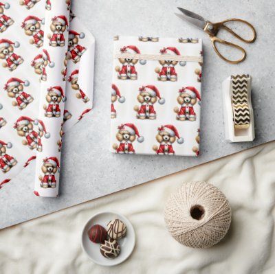 Cute Poodle Santa Claus Christmas  Wrapping Paper