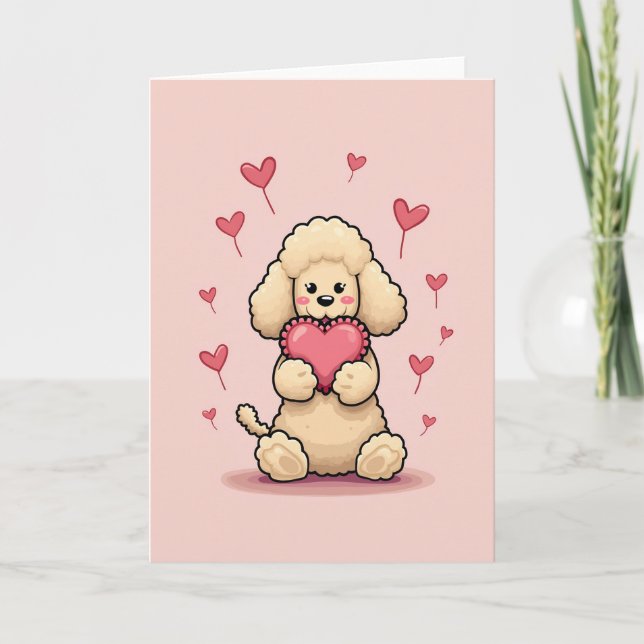 Cute Poodle Valentine Card (Front)