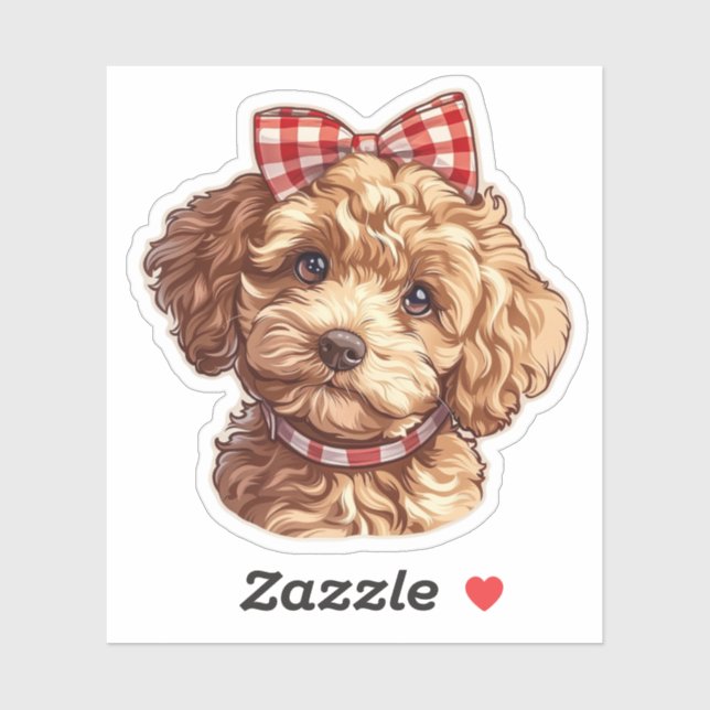 Cute Poodle with Bows Sticker (Sheet)