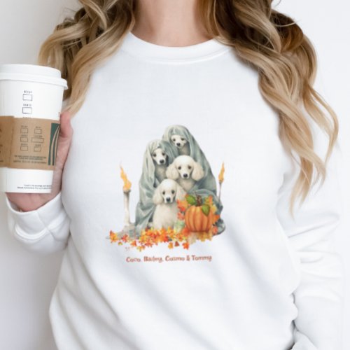 Cute Poodles Family in Ghost Costume Personalized  Sweatshirt