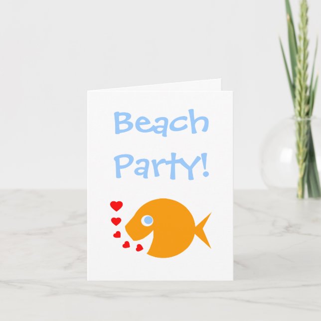 Cute Pool or Beach Party Happy Cartoon Fish Invita Invitation (Front)
