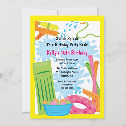 Cute Pool Party Birthday Invitation
