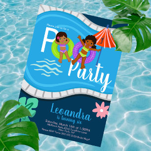 Cute Pool Party Kids Birthday Any Age Invitation