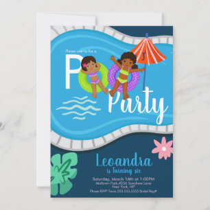 Cute Pool Party Kids Birthday Any Age Invitation