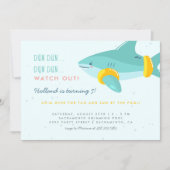 Cute Pool Party Shark Arm Bands Kids Birthday Invitation (Front)