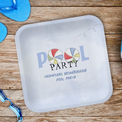 Cute Pool Party Whimsical Beach Balls Funny Paper Plates