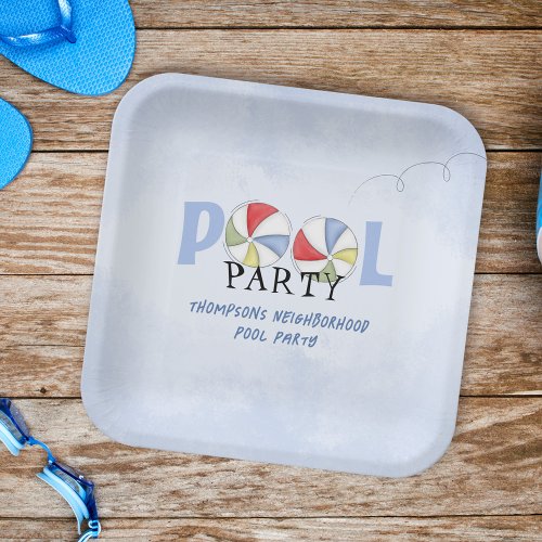 Cute Pool Party Whimsical Beach Balls Funny Paper Plates
