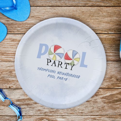 Cute Pool Party Whimsical Beach Balls Funny Paper Plates