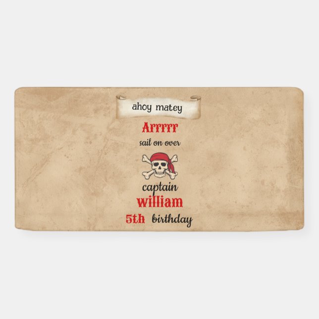 cute pool ship Pirate Birthday Banner (Horizontal)