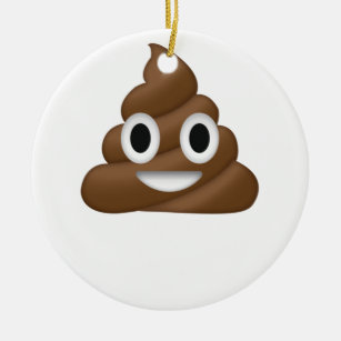 Cute Poop Emoji Ceramic Ornament