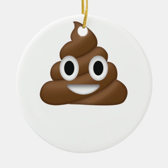 Cute Poop Emoji Ceramic Ornament (Front)