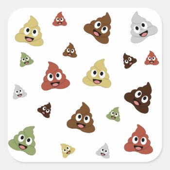 Cute Poop Emoji Funny Gift Ideas Square Sticker by ShawlinMohd at Zazzle