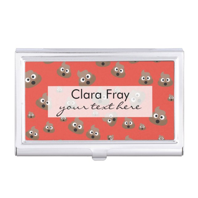 Cute Poop Emoji Pattern Business Card Holder (Front)