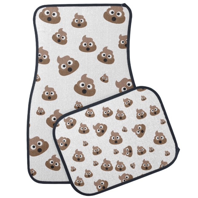 Cute Poop Emoji Pattern Car Floor Mat (Set)