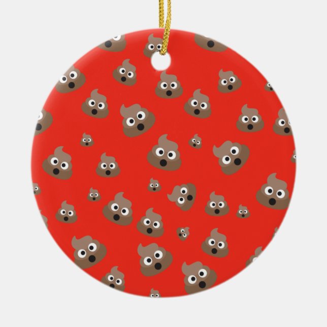 Cute Poop Emoji Pattern Ceramic Ornament (Front)