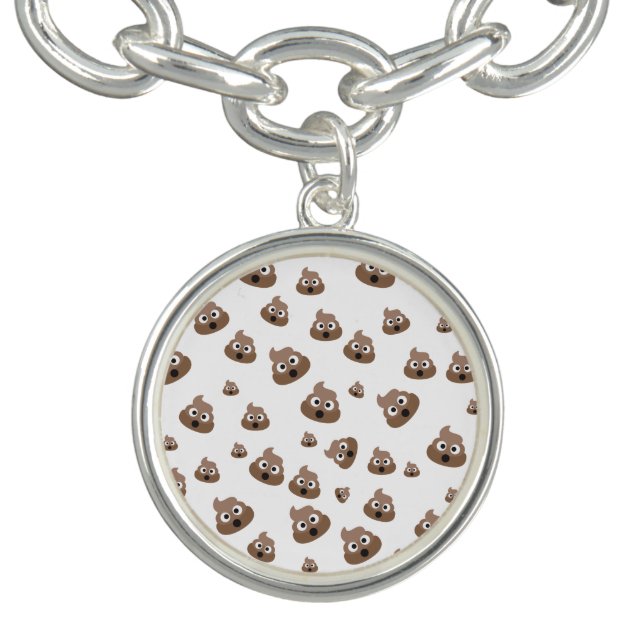 Cute Poop Emoji Pattern Charm Bracelet (Design)