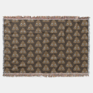 Cute Poop Emoji Pattern   Humorous Happy Poo Throw Blanket