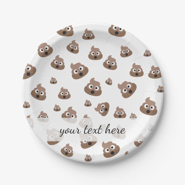 Cute Poop Emoji Pattern Paper Plates (Front)