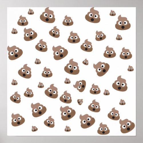 Cute Poop Emoji Pattern Poster
