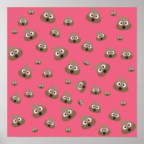 Cute Poop Emoji Pattern Poster
