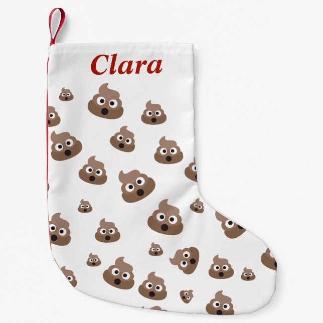 Cute Poop Emoji Pattern Small Christmas Stocking (Front)