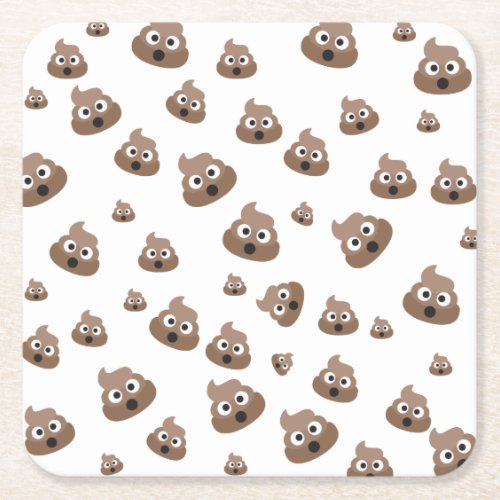 Cute Poop Emoji Pattern Square Paper Coaster