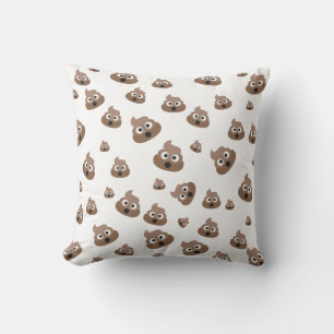 Cute Poop Emoji Pattern Throw Pillow