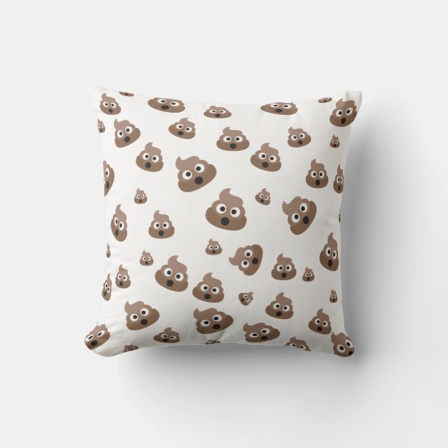 Cute Poop Emoji Pattern Throw Pillow (Front)