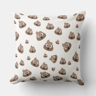 Cute Poop Emoji Pattern Throw Pillow