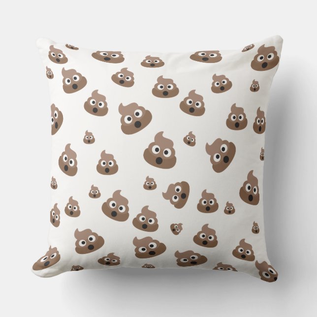 Cute Poop Emoji Pattern Throw Pillow (Front)