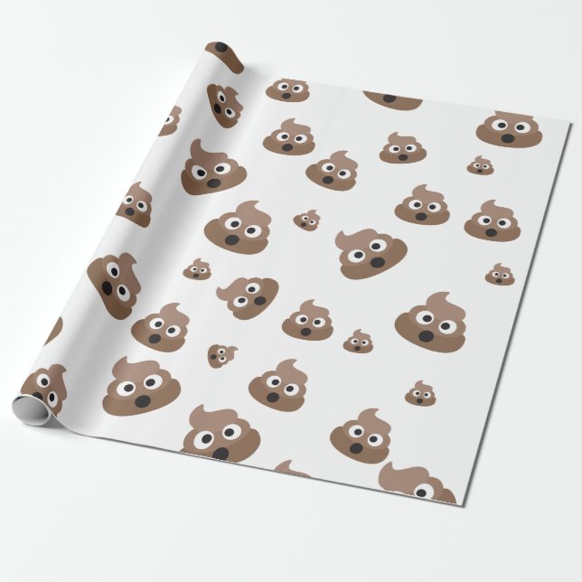 Cute Poop Emoji Pattern Wrapping Paper (Unrolled)