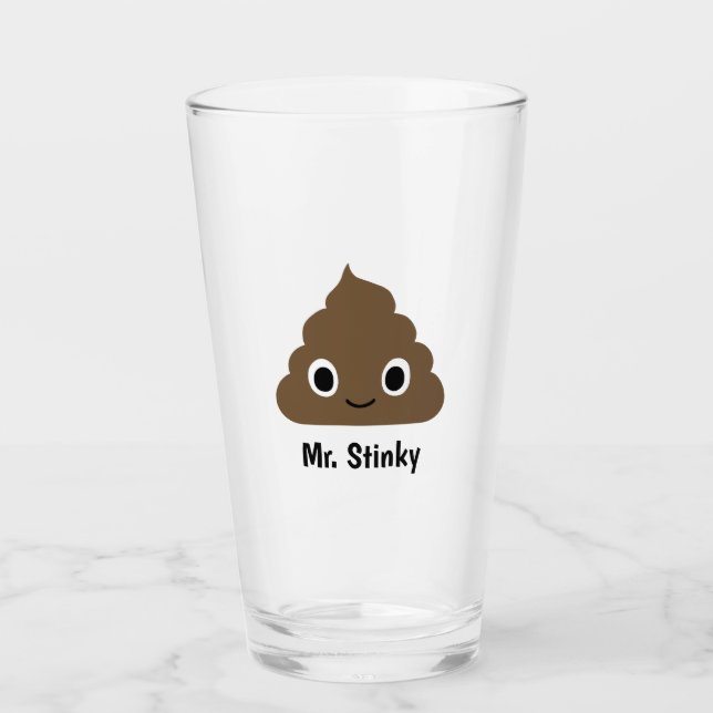 Cute Poop Emoji Personalized Happy Pile of Crap Glass (Front)