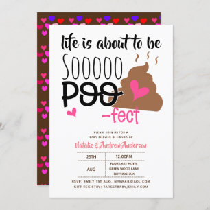 Cute POOP Emoji poofect Baby Shower Girls Funny Invitation