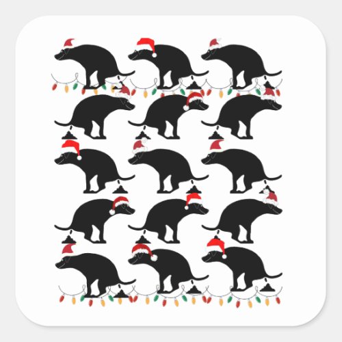 Cute Pooping Christmas Dogs Square Sticker