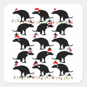 Cute Pooping Christmas Dogs Square Sticker