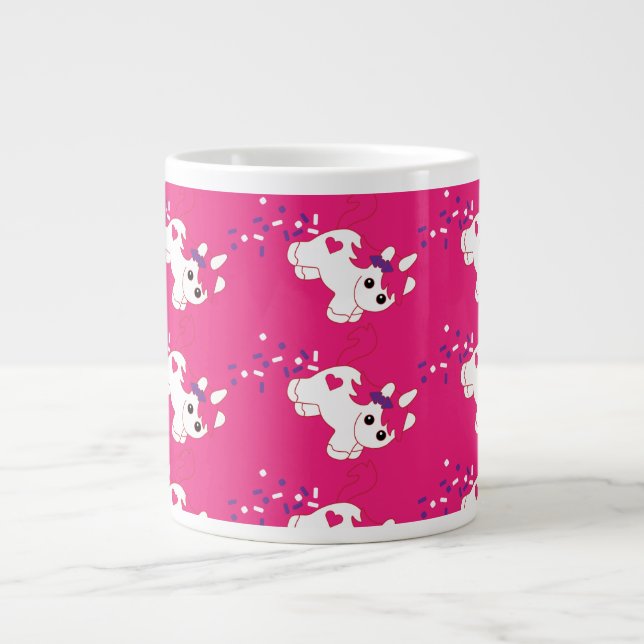 Cute Pooping Pink Unicorn Giant Coffee Mug (Front)
