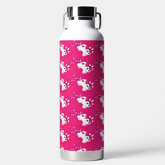 Cute Pooping Pink Unicorn Water Bottle (Front)
