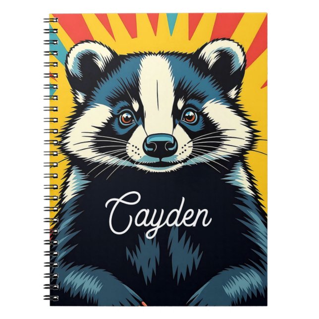 Cute Pop Art Badger Personalized Notebook (Front)