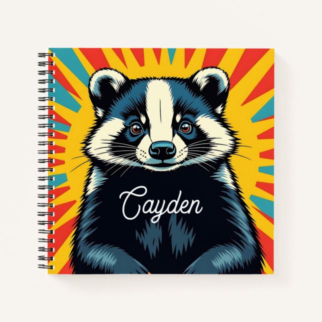 Cute Pop Art Badger Personalized Notebook (Front)