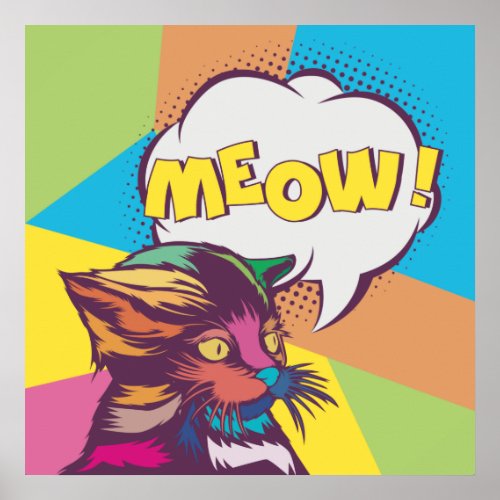 Cute Pop Art Cat Poster