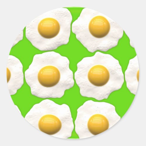 Cute pop art eggs on lime green background classic round sticker