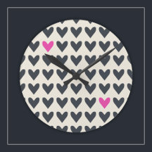 Cute Pop Art Hearts in Mod Dark Gray and Hot Pink